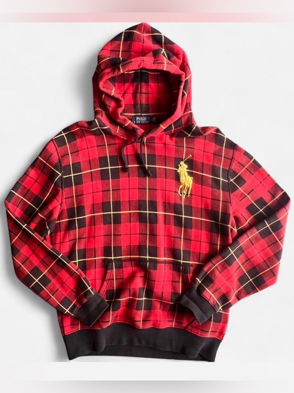 Polo Ralph Lauren Big Pony red plaid hoodie men’s Size M